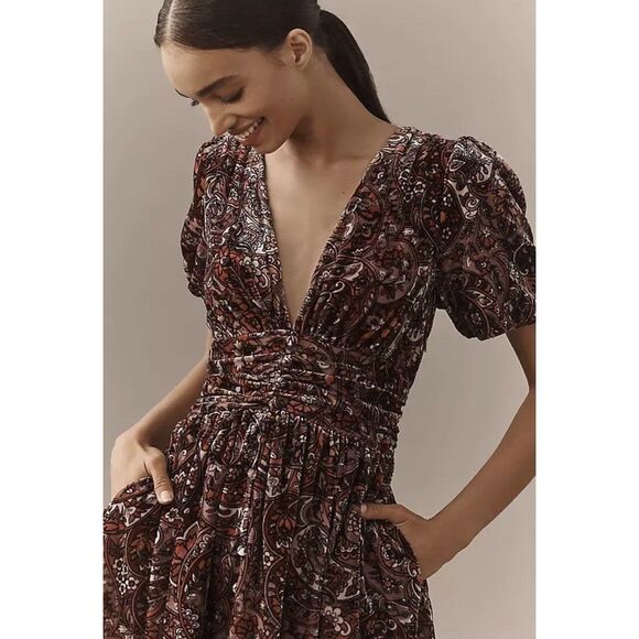 Anthropologie The Katerina Button-Front Dress: Velvet Edition - Picture 2 of 8